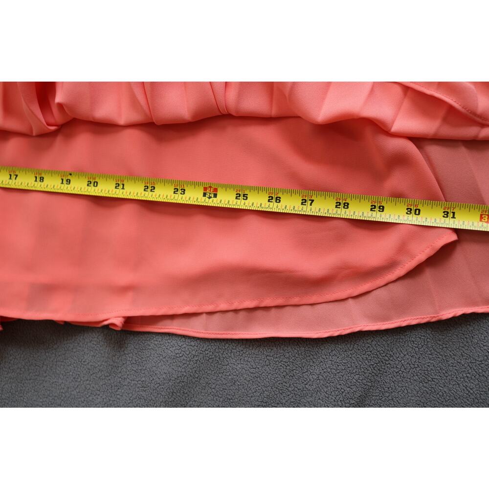 1State Maxi Skirt Size 4 Salmon Pink Striped Flowy Pleated Sheer‎ Feminine Chic - Picture 7 of 13